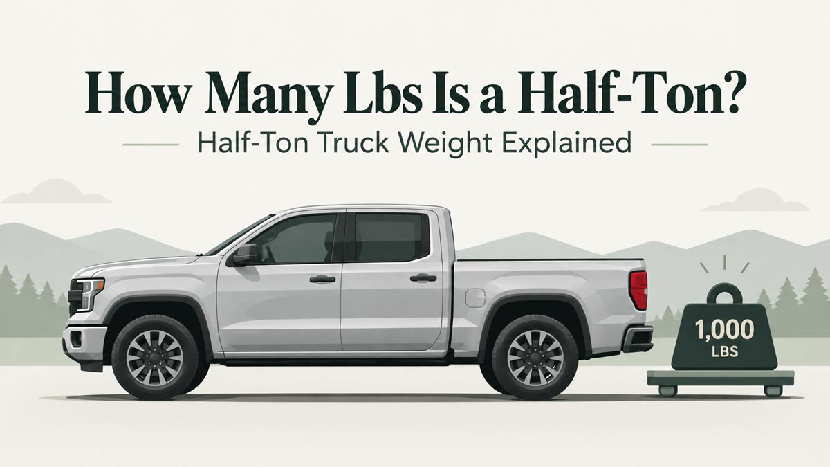 Half-ton truck weight explained: half ton is 1,000 lbs; half-ton curb weight about 4,400–6,200 lbs