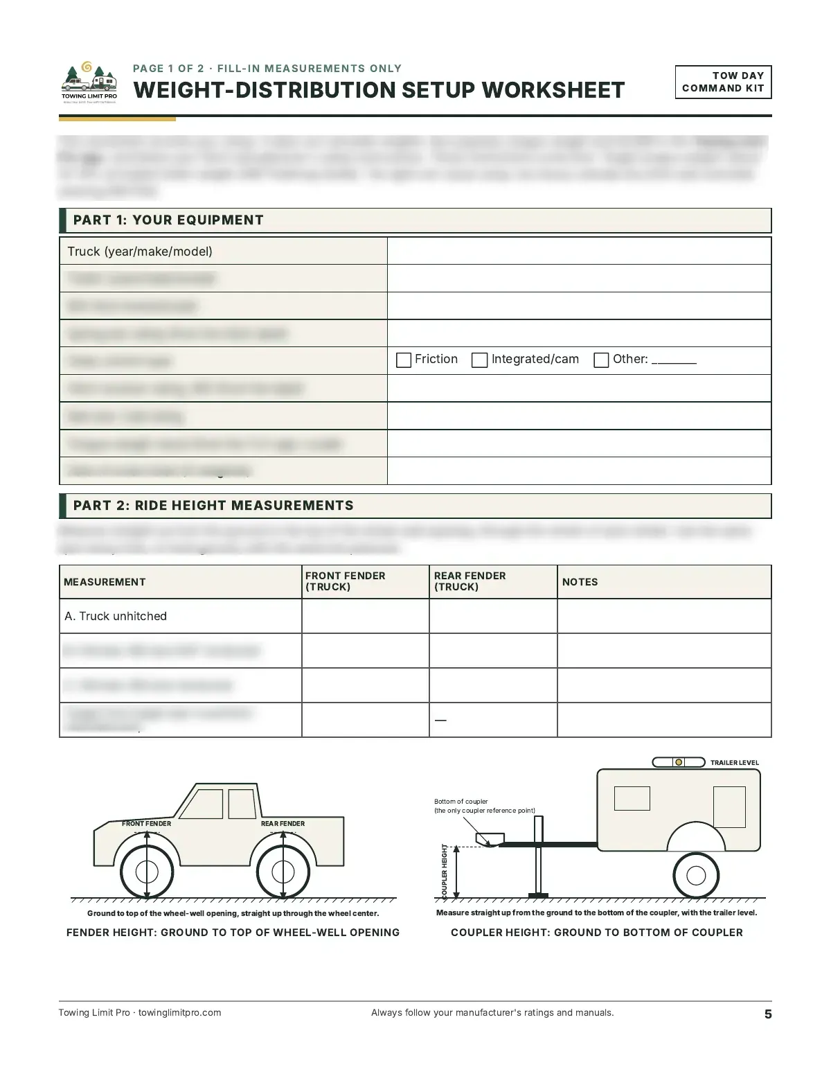 Preview: Weight-Distribution Setup Worksheet
